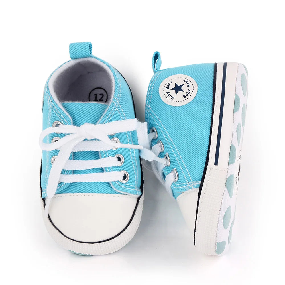 Spring New Baby Shoes Boy and Girl Classic Canvas Casual Sneakers Soft Sole Non-Slip Walking Newborn Toddler Shoes First Walkers