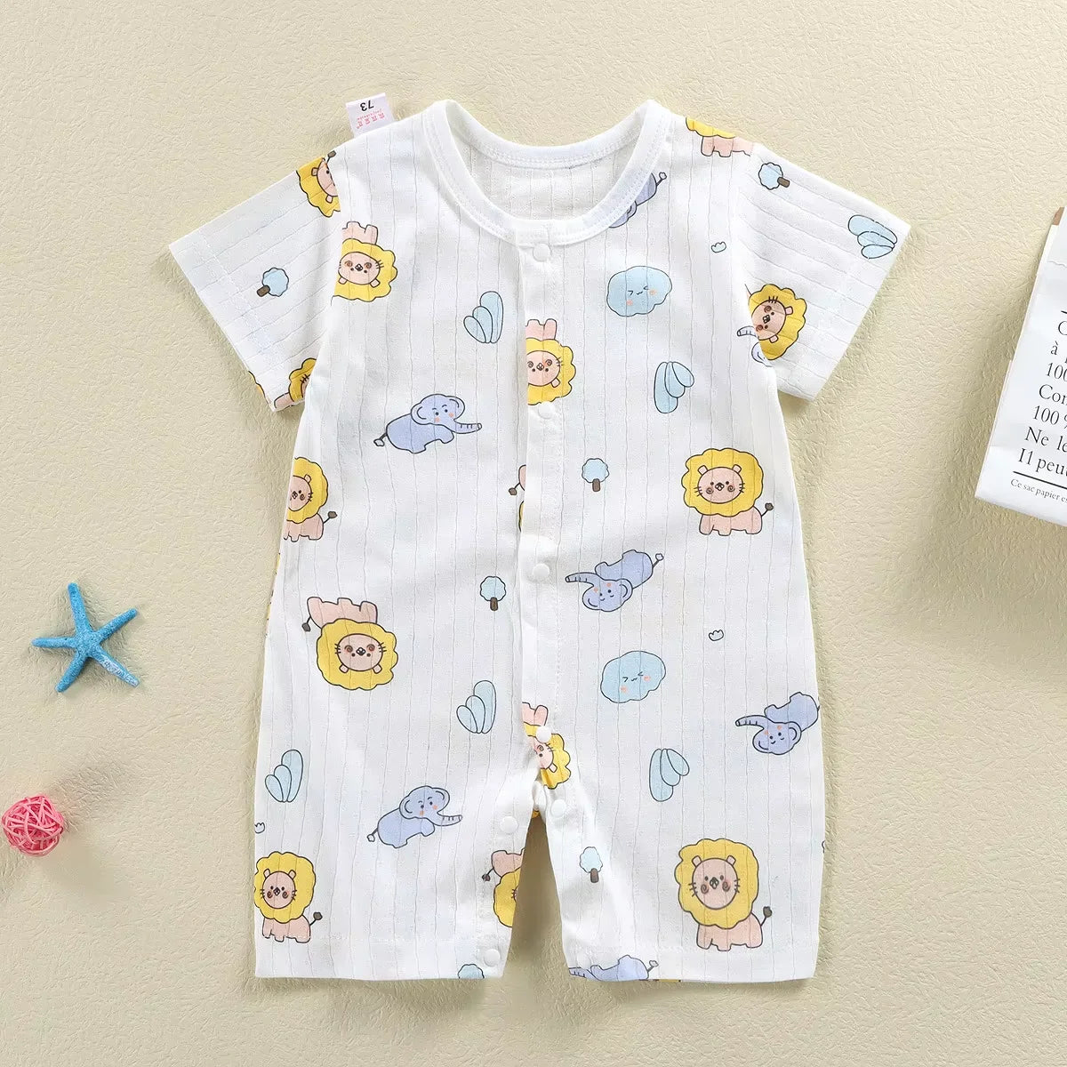 Baby Bodysuit 0-1 Years Cotton Jacquard Snap Closure Crawling Outfit Simple and Trendy Lightweight Romper
