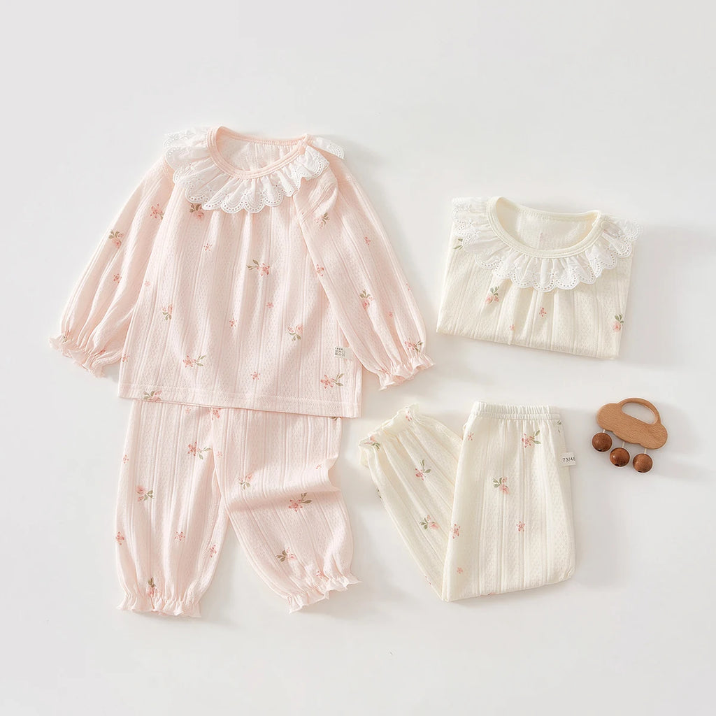 Babykleidung Sommer Outfit für Mädchen, Klasse A, 6-12 Monate, Baby Klimaanlagen Kleidung, Zweiteiliges Set, Sommer dünne Faser 80