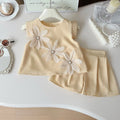Kinderanzug für Mädchen Sommer Niedlich Drei Blumen Kurzarm-T-Shirt + Shorts 2-teilige Sets Freizeit-Outfit Baby Kinder Kleidung