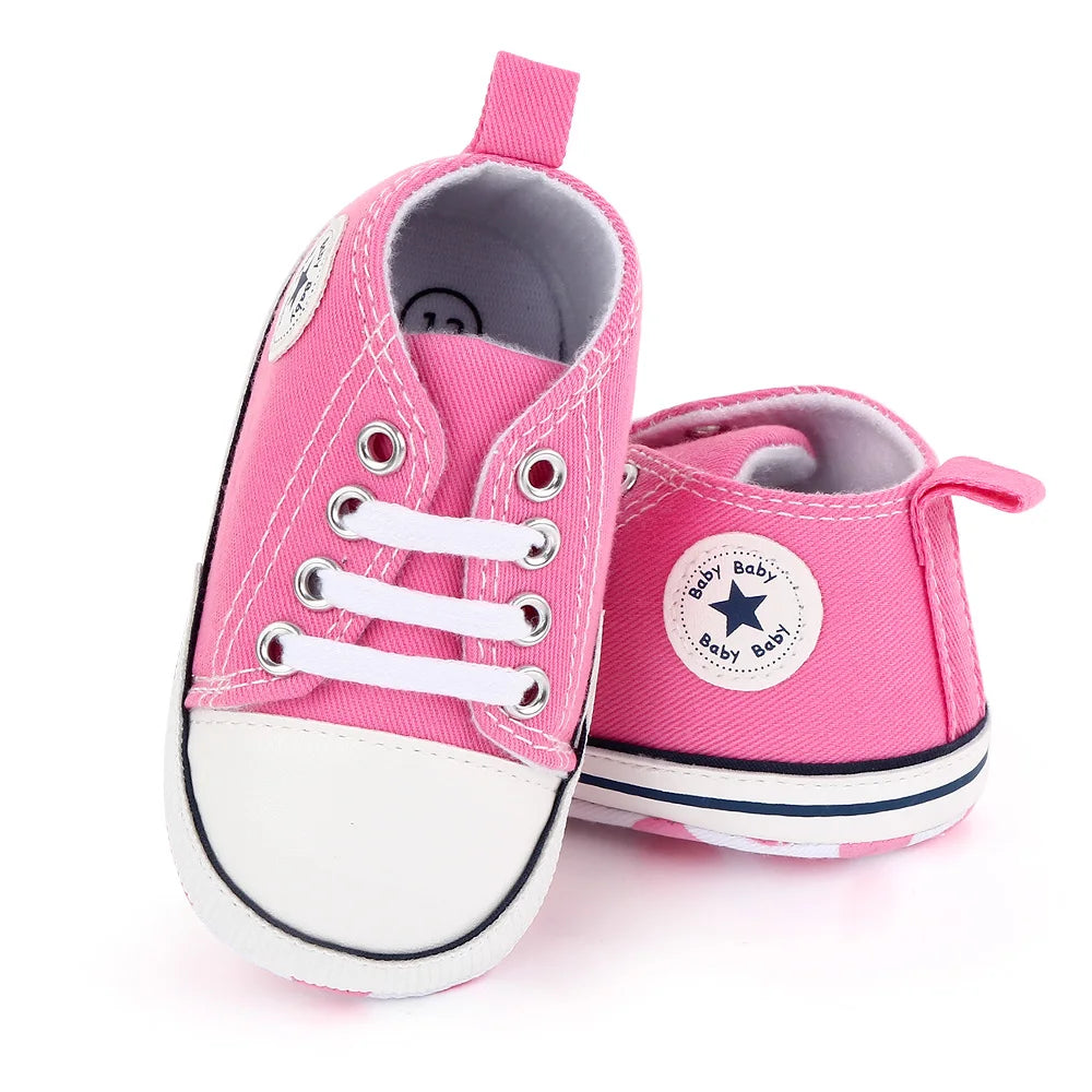 Spring New Baby Shoes Boy and Girl Classic Canvas Casual Sneakers Soft Sole Non-Slip Walking Newborn Toddler Shoes First Walkers
