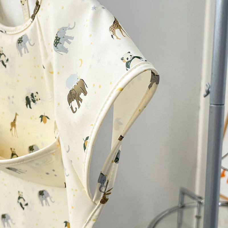 Newborn Baby Bibs Blouse Waterproof No-sleeved Reverse Dressing Infant Eating Clothes Apron Bib Protective Clothing