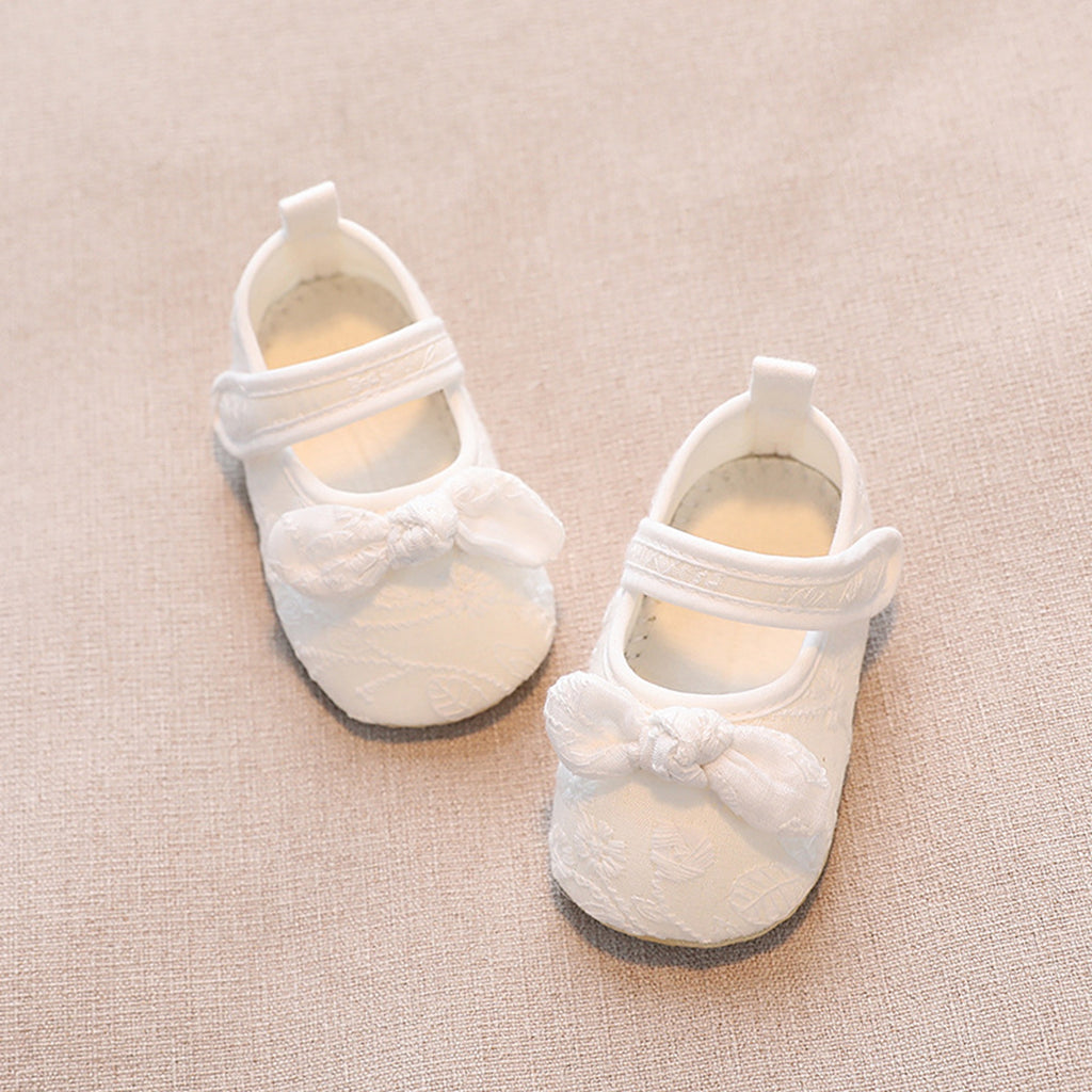 BeQeuewll Infant Baby Girls Shoes Non-Slip Soft Soled Lace Bowknot Flats Toddler First Walker Spring Autumn Princess Shoes