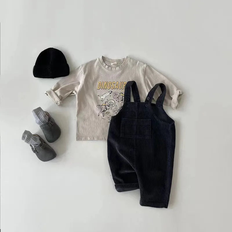 Herbst Winter Kleinkind Baby Jungen Mädchen Einfarbig Cord Latzhose Strampler Kinder Overall Kleidung