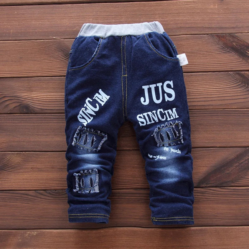 Conjuntos de moda de primavera para niños Ropa para niños 2 piezas conjunto de top y pantalón Abrigo de algodón vaquero + Pantalones vaqueros lisos Conjuntos para bebés niños
