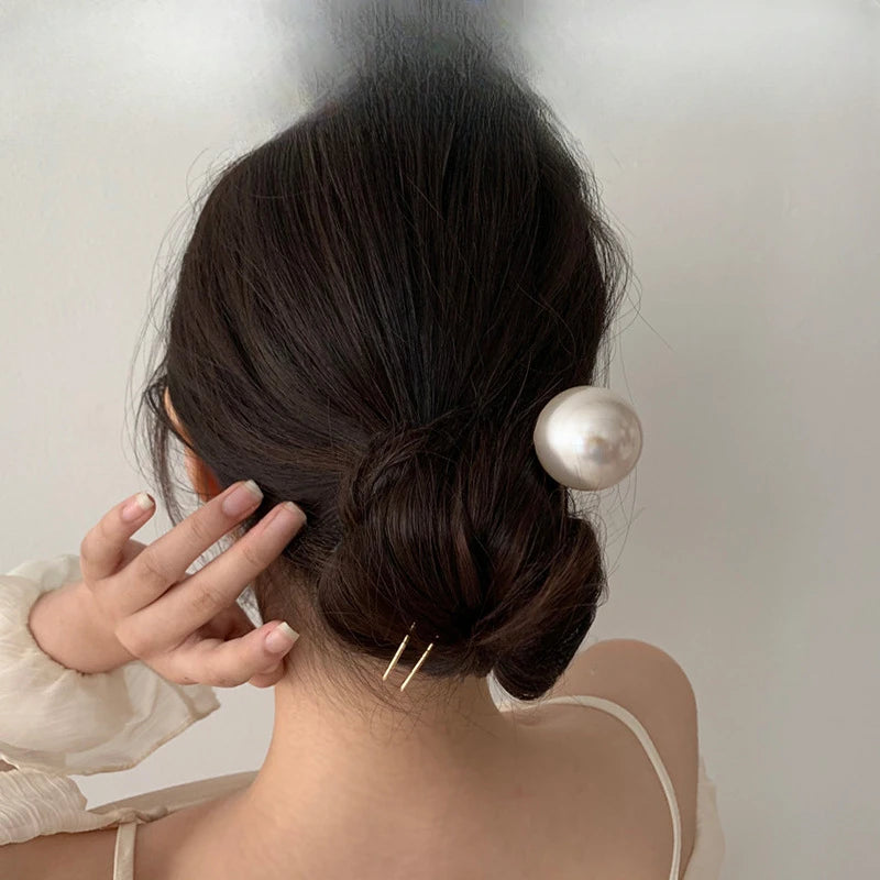 Koreanische U-förmige Haarnadeln, Vintage-elegante Perlen-Haarspangen, Metall-Haarnadeln, Haarstyling-Griffe, Dutt-Clips für Damen und Mädchen