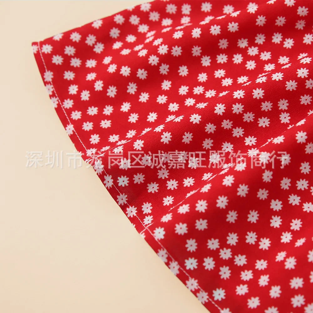 V-Neck Mother Daughter Dresses Family Set Flower Mommy and Me Matching Clothes Fashion Woman Girls Sleeveless Dress Outfits 2025