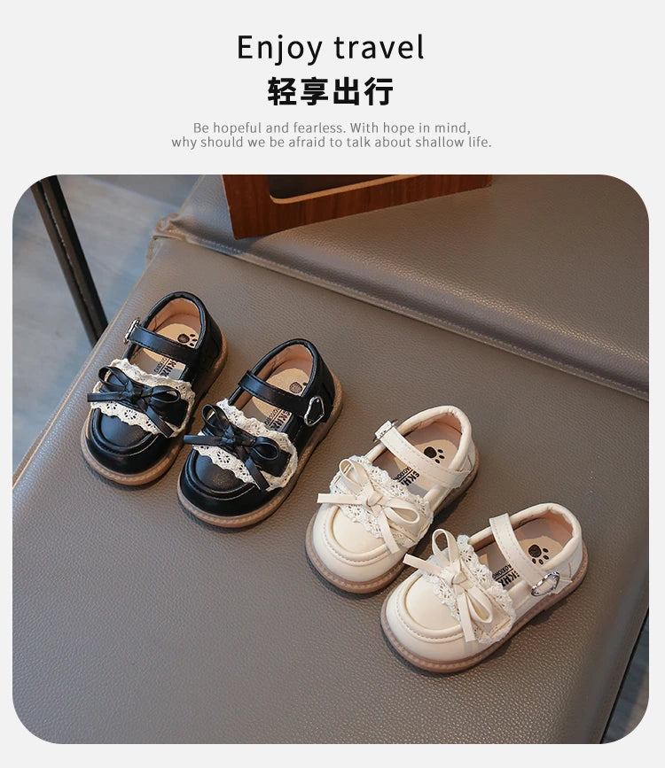 Elegant Baby Shoes Spring Autumn Girls Princess Walking Shoes Fashion Versatile Children's Leather Shoes Kids Flats Breathable