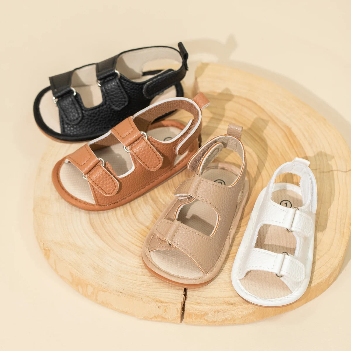 New Baby Sandals Baby Shoes Baby Boy Girl Sandals PU Soft Bottom Sole Anti-Slip Infant First Walker Crib Shoes Newborn Moccasins