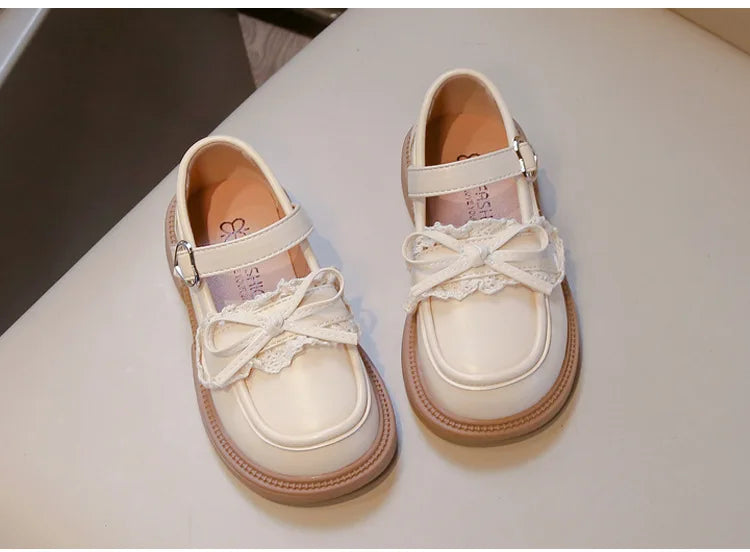 Children Leather Shoes for Girls Fashion Casual Mary Janes with Bow-knot Classic British Style Vintage Retro College Design New