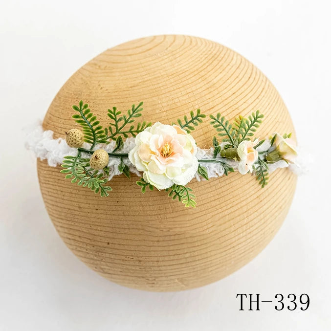 Newborn Headband for Photography Props Flower Baby Girl Tieback Flowers Pearl Wreath Newborn Photography Infant Hair Accessories