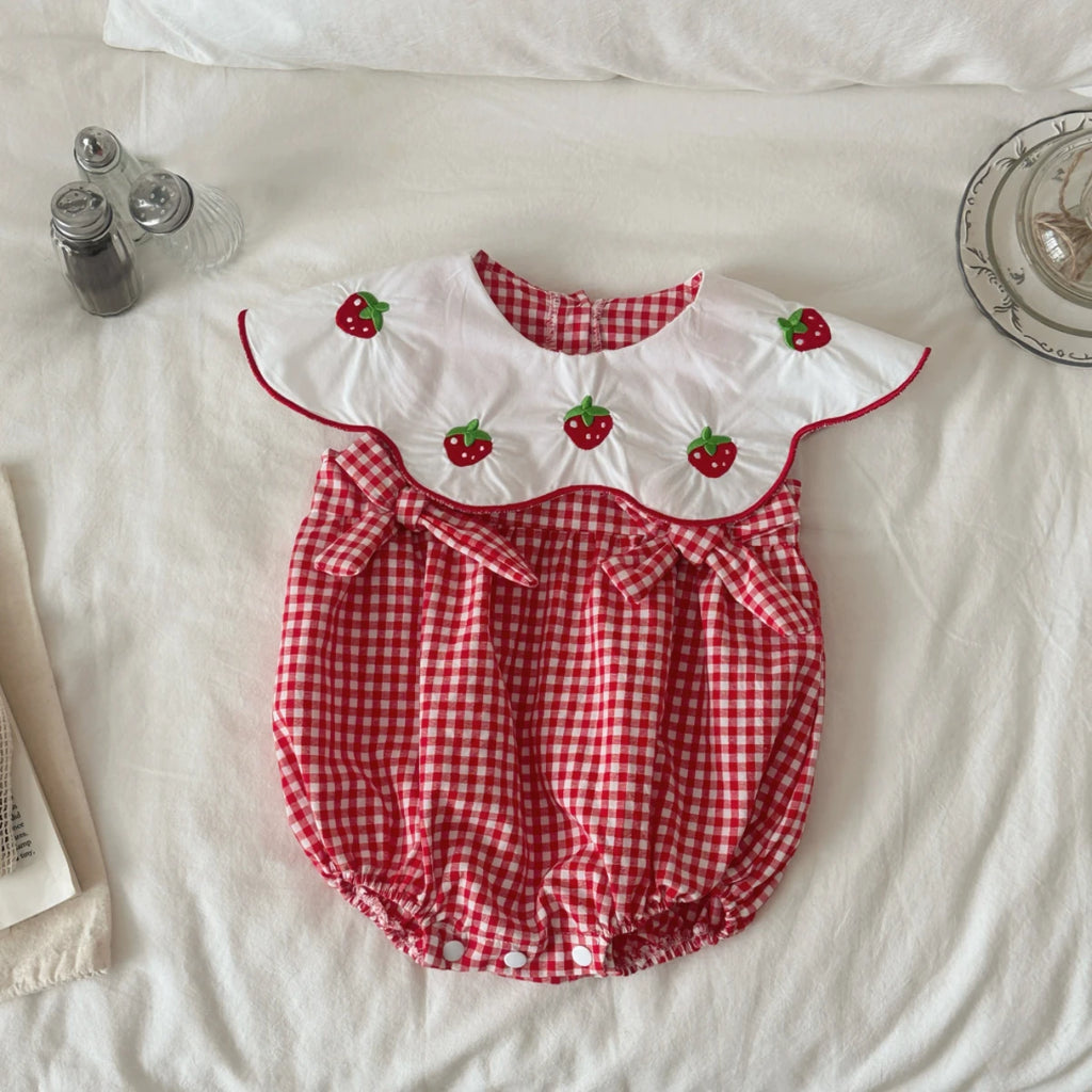 Summer Baby Girls Clothes  Short Sleeve Romper Baby Bodysuit Doll Collar Jumpsuit Outfit Suitable for babies aged 0-18 months
