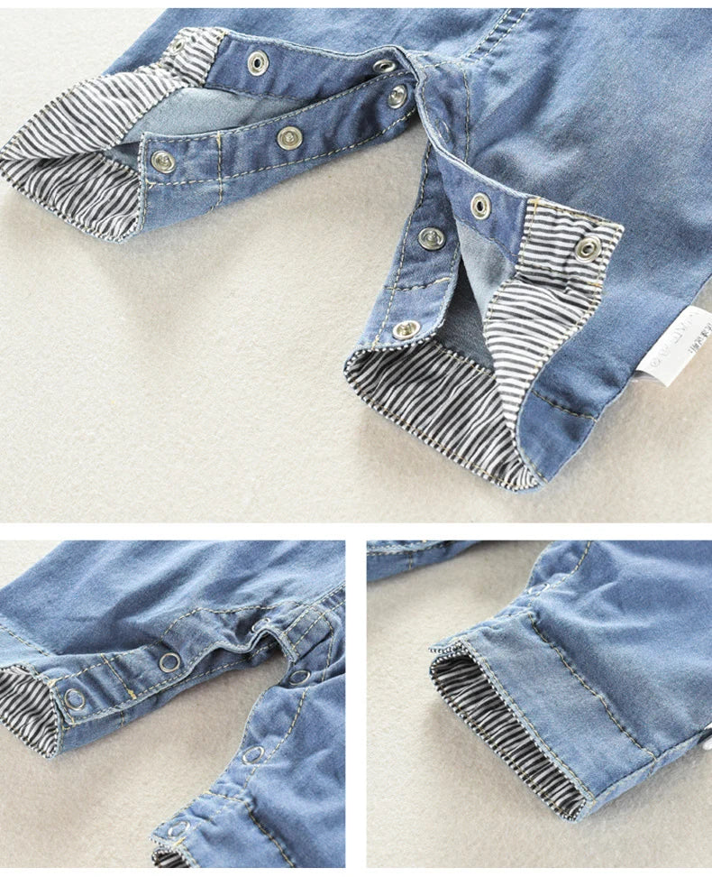 DIIMUU Baby Children Boys Clothing Toddler Overalls Denim Pants Fashion Kids Casual Jumpsuits Long Sleeve Trousers