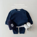 Baby Waffle Material Clothing Suit For Boys and Girls Sweatshirt+Trousers Two-piece Baby Clothing Suit for Spring and Autumn