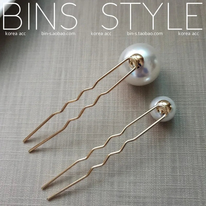 Koreanische U-förmige Haarnadeln, Vintage-elegante Perlen-Haarspangen, Metall-Haarnadeln, Haarstyling-Griffe, Dutt-Clips für Damen und Mädchen