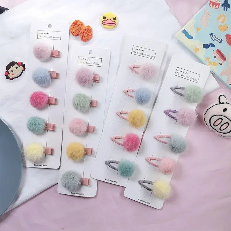 5 horquillas para bebé lindas, color caramelo, pompones, minipinzas para el pelo de niñas pequeñas, accesorios para el pelo de bebé, accesorios para la cabeza de niños pequeños