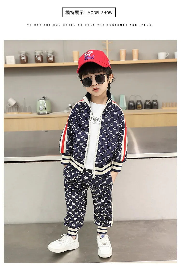 Conjuntos de ropa para niños primavera otoño moda infantil abrigos de algodón+pantalones 2 piezas chándales para bebés niños trajes deportivos niños pequeños 2-12