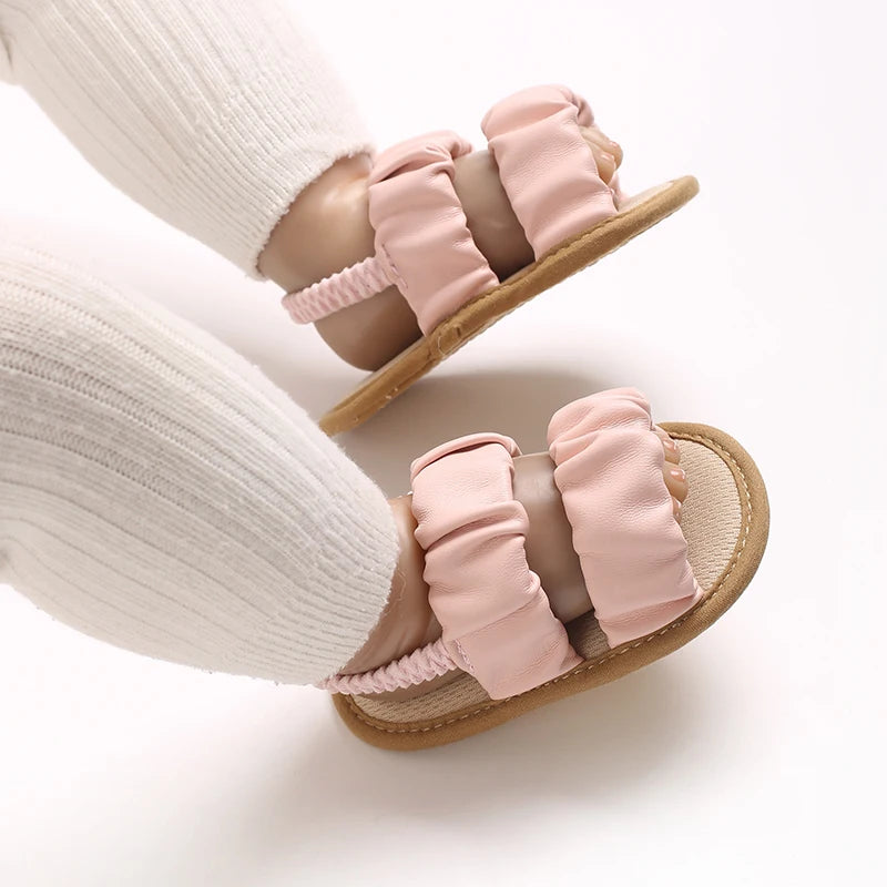 Solid Color Baby Sandals For Summer Soft Soled Non Slip Baby Walking Shoes For 0-18 Months Breathable And Anti Drop Shoes