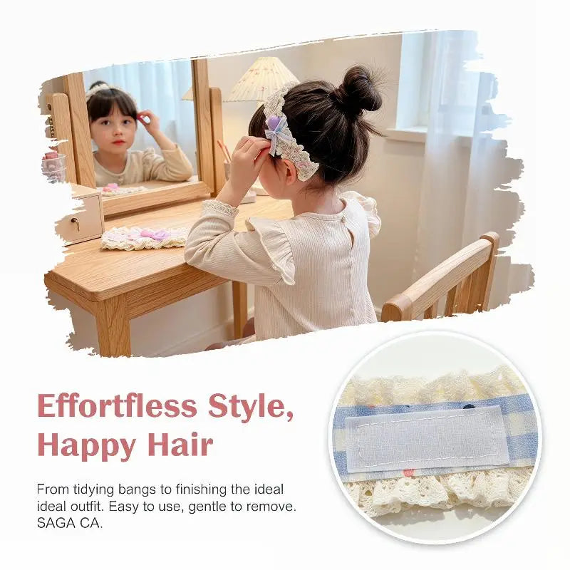Baby 1/3Pcs Sweet Headbands for Girls with Bangs Stickers Princess Beautiful Hair Finish