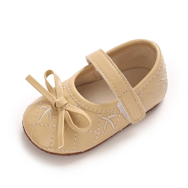 0-18M Baby Girl Leather Shoes New Spring And Autumn Bow Princess Shoes Baby Soft Sole Single Shoes Baby Walking Shoes