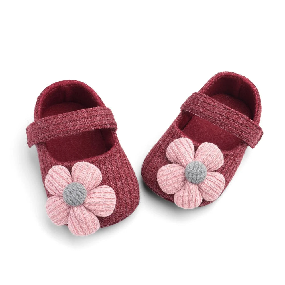 1Pair Baby Walking Shoes, Cute Flower Soft Sole Cloth Shoes, Adjustable Elastic, Suitable for 0-1 Years Old Baby Daily Wear