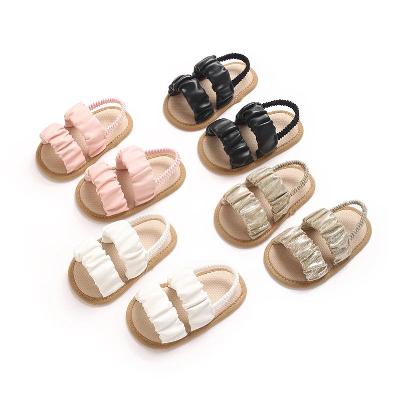 Solid Color Baby Sandals For Summer Soft Soled Non Slip Baby Walking Shoes For 0-18 Months Breathable And Anti Drop Shoes