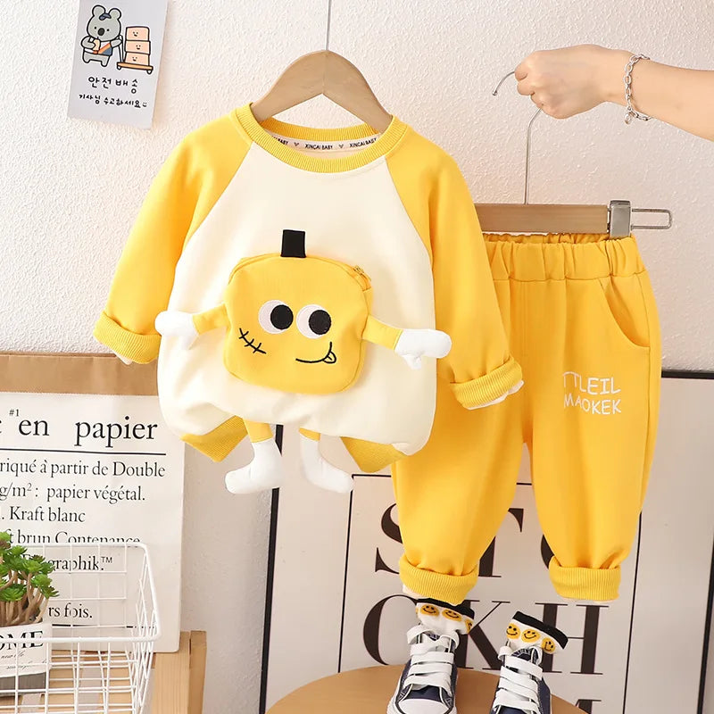 Baby Jungen Kleidung Set Frühling Herbst Sportanzüge für Kinder Cartoon 3D Tasche Sweatshirts Hosen 2tlg. Trainingsanzüge für Jungen Outfits
