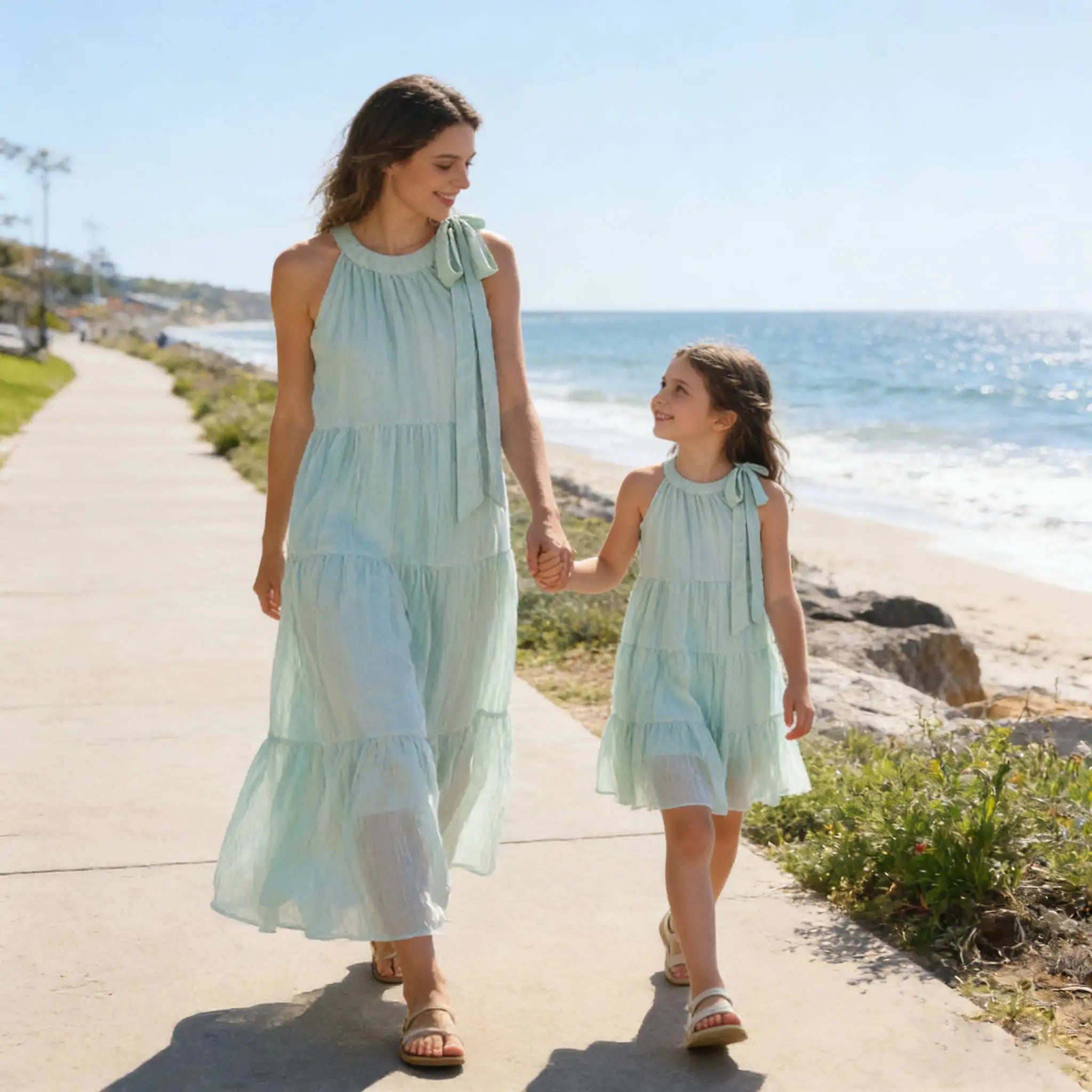 2026 Mom And Daughters Matching Clothes Floral Girls Dress Mom Women Frech Style Dress Causal Kid Girls Costume