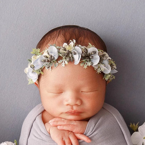 Newborn Headband for Photography Props Flower Baby Girl Tieback Flowers Pearl Wreath Newborn Photography Infant Hair Accessories