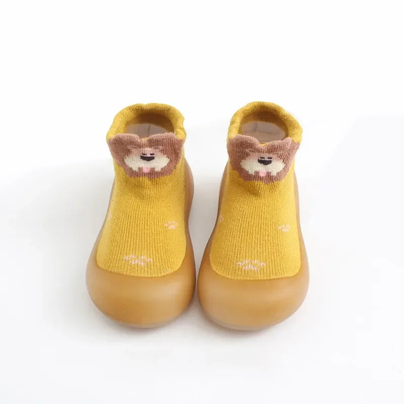 Baby Shoes Socks Anti-slip Cartoon Animal Fox Shoes Infant Girls First Walkers Boy Soft Sole Rubber Outdoor Toddler Pink Shoes