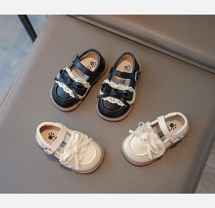 Elegant Baby Shoes Spring Autumn Girls Princess Walking Shoes Fashion Versatile Children's Leather Shoes Kids Flats Breathable