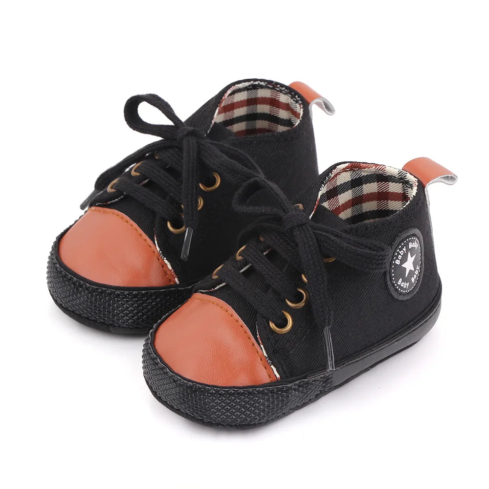 New Baby Shoes Boys Girls Classic Canvas Casual Sneakers Spring Newborn First Walker Toddler Soft Sole Non-Slip Walking Shoes
