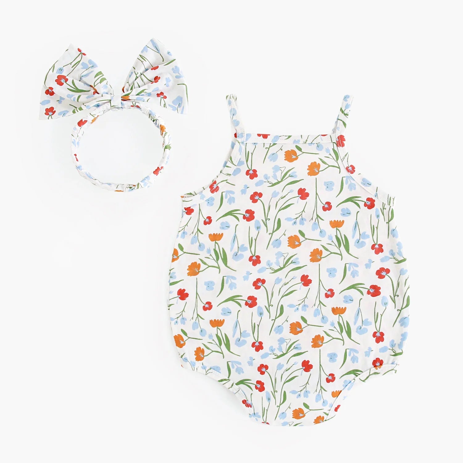Fashion Sweet Baby Girls Bodysuits with Headband Floral Cute Infants Clothings Onesies