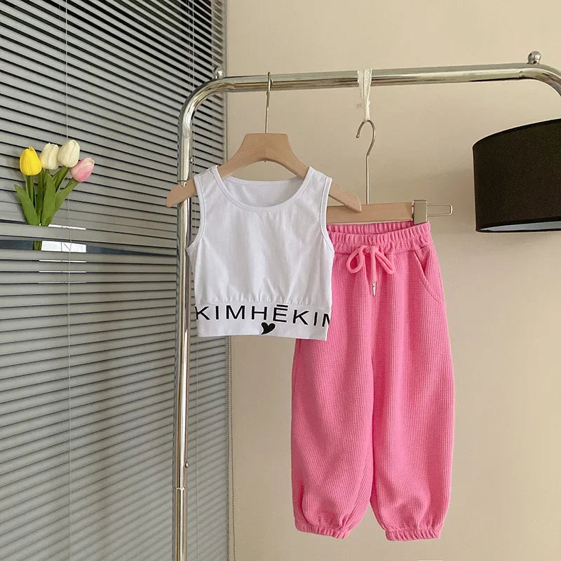 Children's Clothing Sets Letter Print Sweatshirt + Tank Top + Pants 3pcs Baby Girl Clothes for 2 To 7 Years Baby Girl Outfit Set