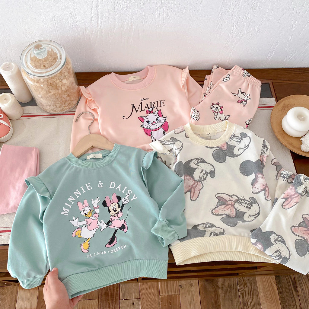 Minnie Mickey Jungen Mädchen Sweatshirt Set Cartoon Casual Kinder Langarm Trainingsanzug Kinderkleidung Oberteile + Hosen 2tlg/set 0-6J