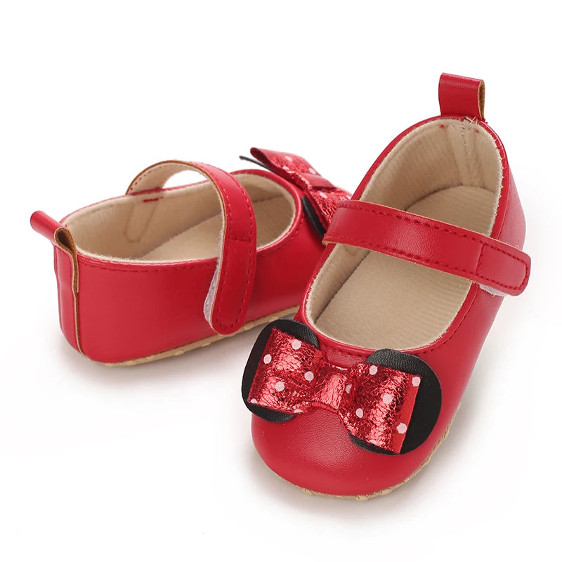Sweet Baby Shoes Baby Boy Girl Shoes Girl Classic Bowknot Soft Sole Anti-slip PU Dress Shoes First Walker Toddler Crib Shoes