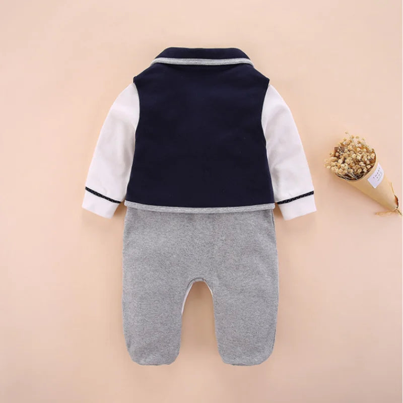 6-12 Monate Baby Jungen Strampler Weste Sets Mode Weiche Kleidung Für Jungen Frühling Herbst Baby Strampler Westen 2tlg Anzug Gentleman Kleidung