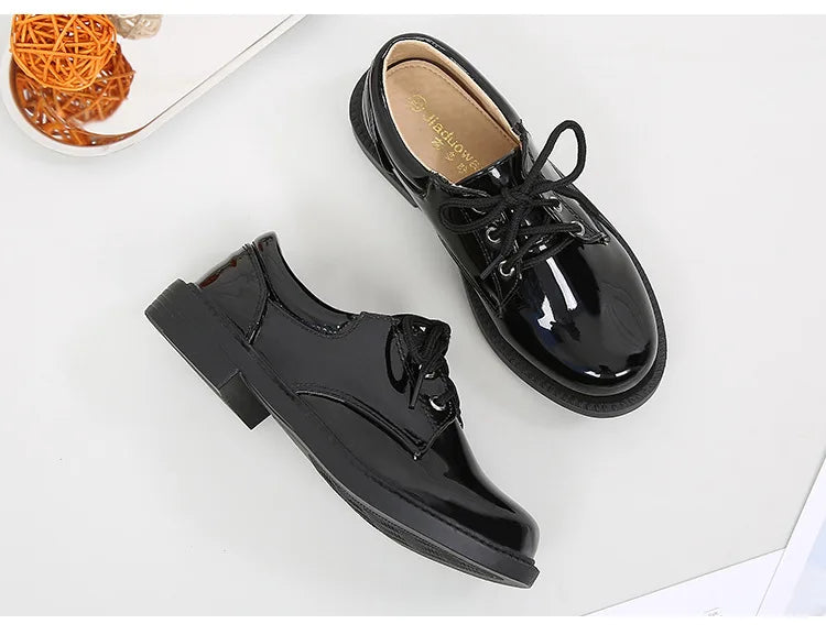 New Big Kids Loafers Boys Patent Leather Shoes Adult British Style Dress Shoes Men Casual Versatile Shoes Soft Sole Comfortable