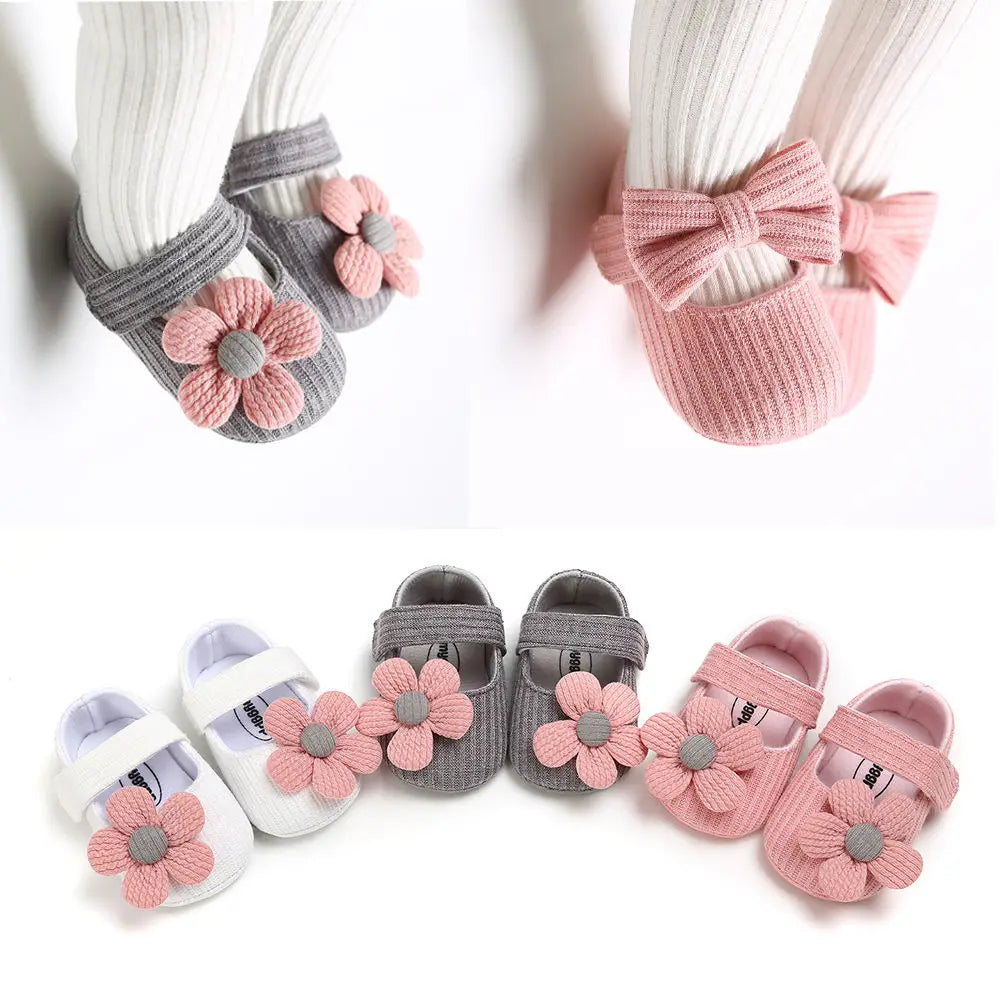 1Pair Baby Walking Shoes, Cute Flower Soft Sole Cloth Shoes, Adjustable Elastic, Suitable for 0-1 Years Old Baby Daily Wear