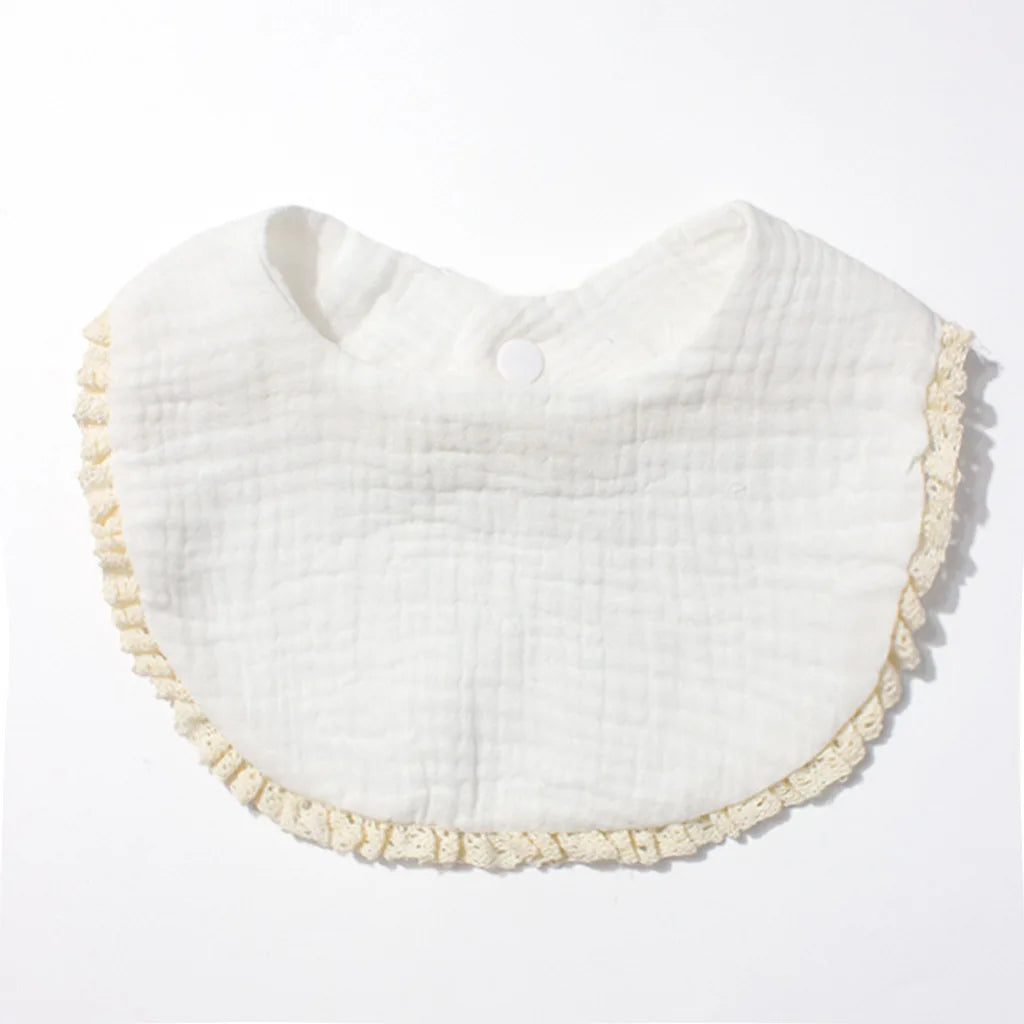 Double-Layer Pure Cotton Class a Newborn Bib Baby Absorbent Gauze Drool Cloth Photo Prop Soft Comfortable Unisex 0-3 Months