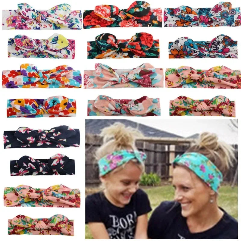 2pcs Parent-Child Headwear Mom Daughter Matching Hairband Set Turban Baby Girls Twist Knot Headbands Family  Accessories