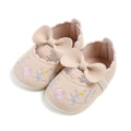 Baby walking shoes women's spring and autumn styles apricot butterfly bow embroidered soft sole breathable soft sole shoes