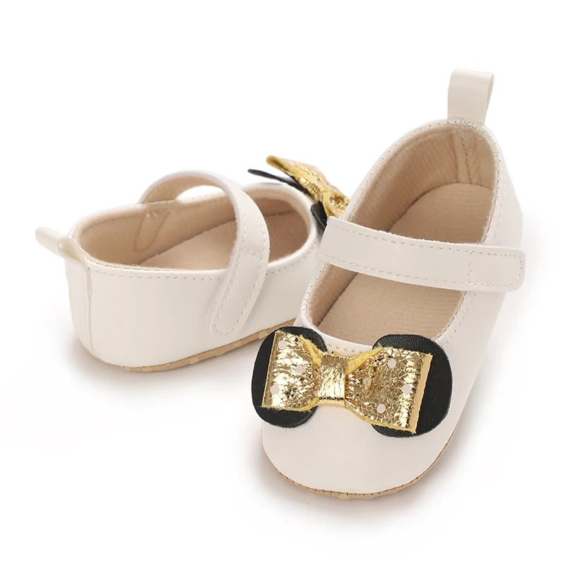 Sweet Baby Shoes Baby Boy Girl Shoes Girl Classic Bowknot Soft Sole Anti-slip PU Dress Shoes First Walker Toddler Crib Shoes
