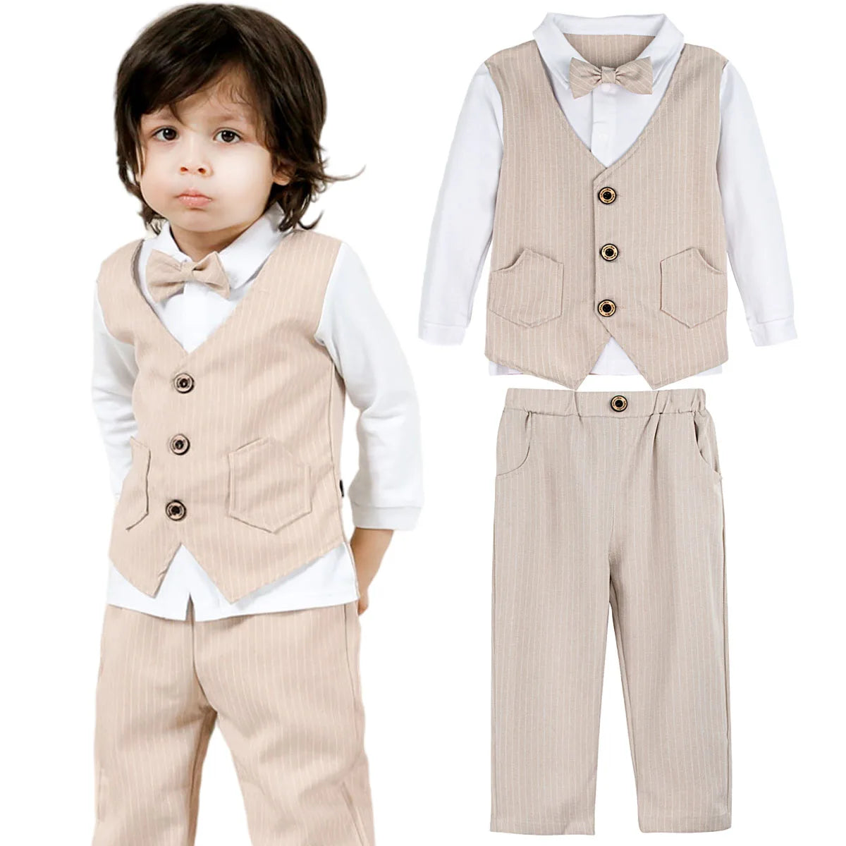 Baby Boys Clothing Set Toddler Wedding Outfit Infant Birthday Party Gift Suit Kids Gentleman Formal Costume Church Clothes 2PCS