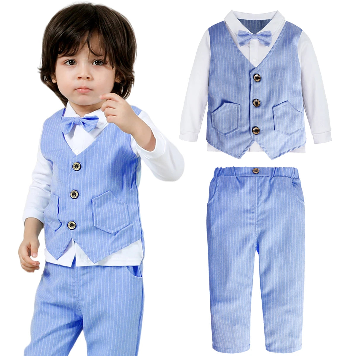 Baby Boys Clothing Set Toddler Wedding Outfit Infant Birthday Party Gift Suit Kids Gentleman Formal Costume Church Clothes 2PCS