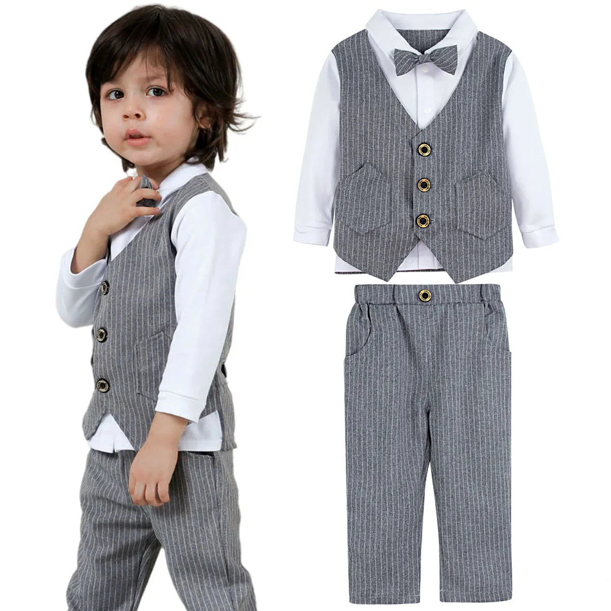 Baby Boys Clothing Set Toddler Wedding Outfit Infant Birthday Party Gift Suit Kids Gentleman Formal Costume Church Clothes 2PCS
